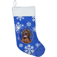 "Caroline's Treasures SC9384-CS Labrador Winter Snowflakes Christmas Stocking, 11 x 18"", Multicolor"