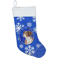 "Caroline's Treasures Brittany Winter Snowflakes Christmas Stocking, 11 x 18"", Multicolor"