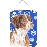 "Caroline's Treasures Brittany Winter Snowflakes Holiday Aluminium Metal Wall or Door Hanging Prints, 16"" x 12"", Multicolor"
