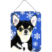 "Caroline's Treasures SC9399DS1216 Chihuahua Winter Snowflakes Holiday Aluminium Metal Wall or Door Hanging Prints, 16"" x 12"", Multicolor"