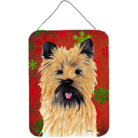 "Caroline's Treasures Cairn Terrier Red Snowflakes Holiday Christmas Metal Door Hanging Prints wall-decor, 16"" x 12"", Multicolor"