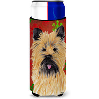 Cairn Terrier Red and Green Snowflakes Holiday Christmas Ultra Beverage Insulators for slim cans SC9415MUK