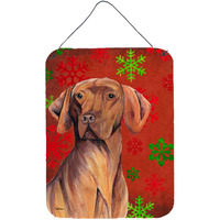 "Caroline's Treasures SC9418DS1216 Vizsla Red and Green Snowflakes Holiday Christmas Wall or Door Hanging Prints, 16"" x 12"", Multicolor"