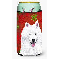 American Eskimo Snowflakes Holiday Christmas  Tall Boy Beverage Insulator Beverage Insulator Hugger