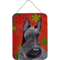 "Caroline's Treasures SC9426DS1216 Scottish Terrier Red Snowflakes Holiday Christmas Wall or Door Hanging Prints, 16"" x 12"", Multicolor"