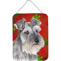 "Caroline's Treasures Schnauzer Red Snowflakes Holiday Christmas Metal Wall or Door Hanging Prints, 16"" x 12"", Multicolor"