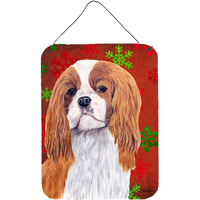 "Caroline's Treasures Cavalier Spaniel Red Snowflakes Holiday Christmas Wall or Door Hanging Prints, 16"" x 12"", Multicolor"