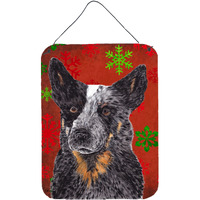 "Caroline's Treasures Australian Cattle Dog Red Snowflakes Christmas Metal Wall Door Hanging Prints, 16"" x 12"", Multicolor"