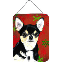 "Caroline's Treasures Chihuahua Red Snowflakes Holiday Christmas Metal Wall or Door Hanging Prints, 16"" x 12"", Multicolor"