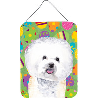 "Caroline's Treasures Bichon Frise Easter Eggtravaganza Aluminium Metal Door Hanging Prints wall-decor, 16"" x 12"", Multicolor"