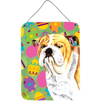 "Caroline's Treasures SC9454DS1216 Bulldog English Easter Eggtravaganza Wall or Door Hanging Prints, 16"" x 12"", Multicolor"