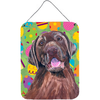 "Caroline's Treasures SC9464DS1216 Labrador Easter Eggtravaganza Aluminium Metal Wall or Door Hanging Prints, 16"" x 12"", Multicolor"