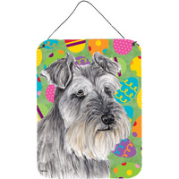 "Caroline's Treasures SC9473DS1216 Schnauzer Easter Eggtravaganza Aluminium Metal Wall or Door Hanging Prints, 16"" x 12"", Multicolor"