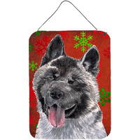 "Caroline's Treasures Akita Red Snowflakes Holiday Christmas Wall or Door Hanging Prints, 16"" x 12"""