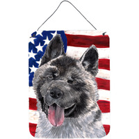 "Caroline's Treasures Akita Usa Patriotic American Flag Wall or Door Hanging Prints, 16"" x 12"""