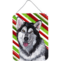 "Caroline's Treasures Alaskan Malamute Candy Cane Holiday Christmas Wall or Door Hanging Prints, 16"" x 12"""