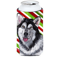 Alaskan Malamute Candy Cane Holiday Christmas Tall Boy Beverage Insulator Hugger SC9490TBC