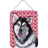 "Caroline's Treasures Alaskan Malamute Hearts Love and Valentine's Day Wall or Door Hanging Prints, 16"" x 12"""