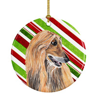 Afghan Hound Candy Cane Holiday Christmas Ceramic Ornament SC9498CO1