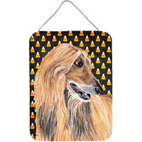 "Caroline's Treasures Afghan Hound Candy Corn Halloween Wall or Door Hanging Prints, 16"" x 12"""
