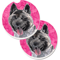 "Caroline's Treasures Pink Akita Set of 2 Cup Holder Car Coasters SC9508PKCARC, 2.56, Multicolor"