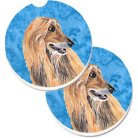 "Caroline's Treasures Blue Afghan Hound Set of 2 Cup Holder Car Coasters SC9509BUCARC, 2.56, Multicolor"