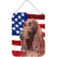 "Caroline's Treasures Irish Setter Usa American Flag Aluminium Metal Wall or Door Hanging Prints, 16"" x 12"""
