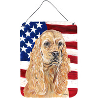 "Caroline's Treasures Cocker Spaniel Buff Usa American Flag Wall or Door Hanging Prints, 16"" x 12"""