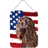 "Caroline's Treasures Boykin Spaniel Usa American Flag Aluminium Metal Wall or Door Hanging Prints, 16"" x 12"""