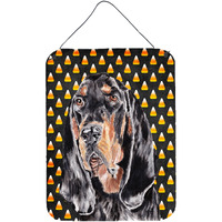 "Caroline's Treasures Coonhound Halloween Candy Corn Aluminium Metal Wall or Door Hanging Prints, 16"" x 12"""