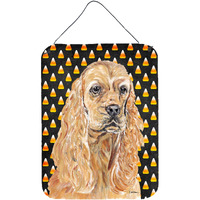 "Caroline's Treasures SC9528DS1216 Cocker Spaniel Halloween Candy Corn Aluminium Metal Wall or Door Hanging Prints, 16"" x 12"""