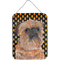 "Caroline's Treasures SC9530DS1216 Brussels Griffon Halloween Candy Corn Wall or Door Hanging Prints, 16"" x 12"""