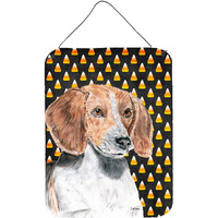 "Caroline's Treasures English Foxhound Halloween Candy Corn Wall or Door Hanging Prints, 16"" x 12"""