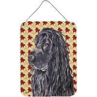 "Caroline's Treasures English Cocker Spaniel Fall Leaves Aluminium Metal Wall or Door Hanging Prints, 16"" x 12"""