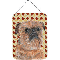 "Caroline's Treasures SC9544DS1216 Brussels Griffon Fall Leaves Aluminium Metal Wall or Door Hanging Prints, 16"" x 12"""