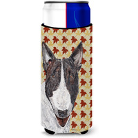 Bull Terrier Fall Leaves Ultra Beverage Insulators for slim cans