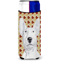 Bull Terrier Fall Leaves Ultra Beverage Insulators for slim cans