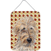 "Caroline's Treasures Goldendoodle Fall Leaves Aluminium Metal Wall or Door Hanging Prints, 16"" x 12"""