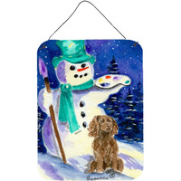 "Caroline's Treasures Artist Snowman with Boykin Spaniel Aluminium Metal Wall or Door Hanging Prints, 16"" x 12"", Multicolor"