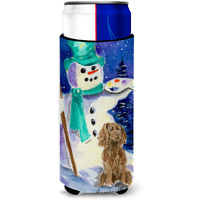 Artist Snowman with Boykin Spaniel Ultra Beverage Insulators for slim cans SS1001MUK