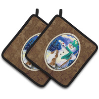 "Caroline's Treasures Artist Snowman with Boykin Spaniel Pair of Pot Holders SS1001PTHD, 7.5HX7.5W, Multicolor"