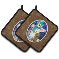"Caroline's Treasures English Springer Spaniel with Artist Snowman Pair of Pot Holders SS1002PTHD, 7.5HX7.5W, Multicolor"