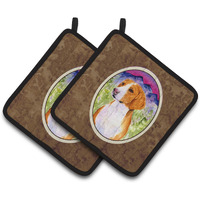 "Caroline's Treasures Drever Pair of Pot Holders SS1020PTHD, 7.5HX7.5W, Multicolor"