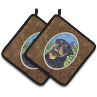 "Caroline's Treasures Rottweiler Pair of Pot Holders SS1026PTHD, 7.5HX7.5W, Multicolor"