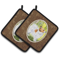 "Caroline's Treasures Papillon Pair of Pot Holders SS1029PTHD, 7.5HX7.5W, Multicolor"