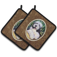 "Caroline's Treasures Bearded Collie Pair of Pot Holders SS1038PTHD, 7.5HX7.5W, Multicolor"