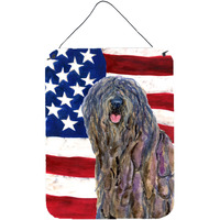 "Caroline's Treasures Usa American Flag with Bergamasco Sheepdog Wall or Door Hanging Prints, 16"" x 12"", Multicolor"