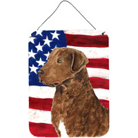 "Caroline's Treasures Usa American Flag with Curly Coated Retriever Wall or Door Hanging Prints, 16"" x 12"", Multicolor"