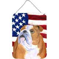 "Caroline's Treasures SS4017DS1216 Usa American Flag with Bulldog English Wall or Door Hanging Prints, 16"" x 12"", Multicolor"