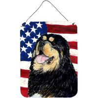 "Caroline's Treasures Usa American Flag with Tibetan Mastiff Wall or Door Hanging Prints, 16"" x 12"", Multicolor"